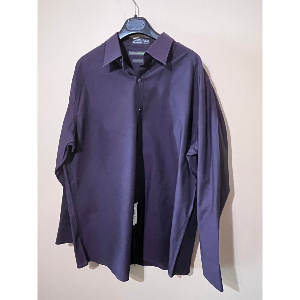 Claiborne by John Bartlett men's L  fit, purple, cotton dress shirt, s16.5 32/33